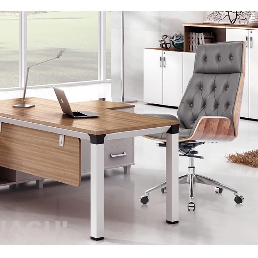 Silla de oficina ergonómica con soporte lumbar, piel de microfibra, altura ajustable, base de aleación de aluminio para oficina en casa