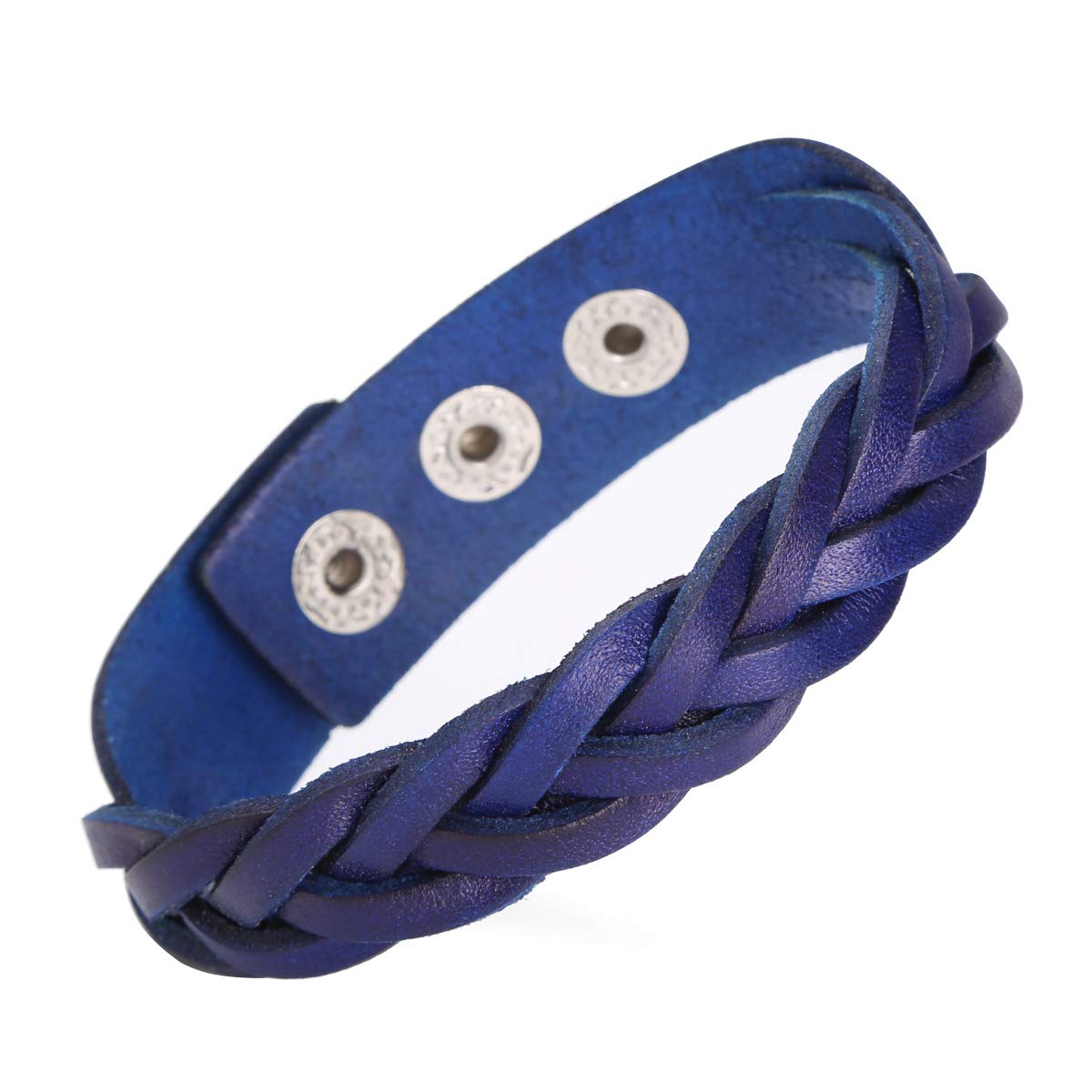 CCBFY Genuine Leather Bracelet Braided Sporty Wide Wristband Punk Jewelry for Men Women