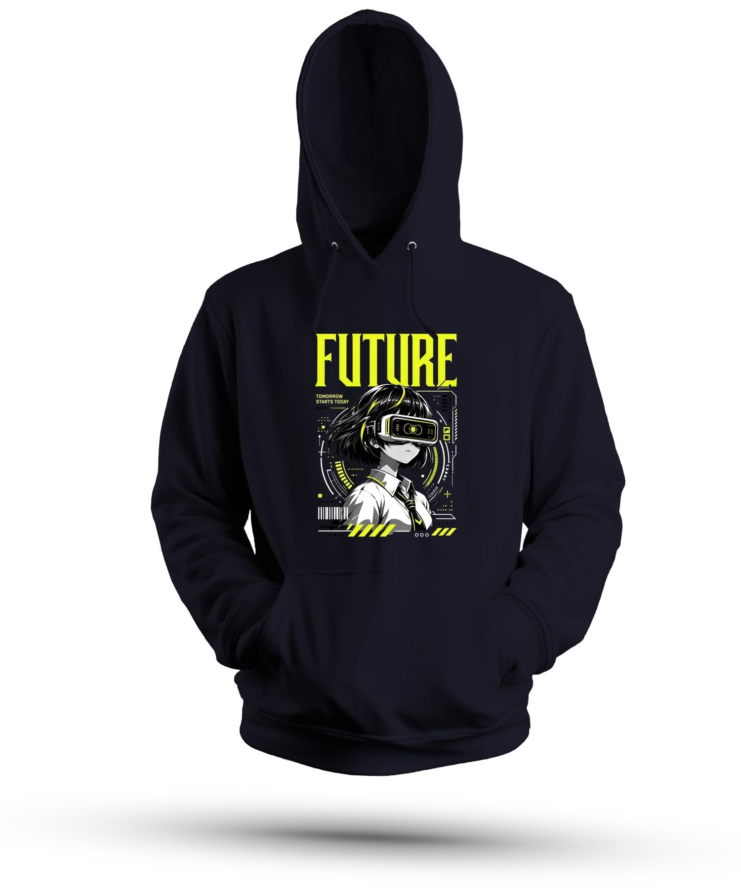 Future Tomorrow Starts Japan Y2K - Felpa con cappuccio | Virtual Reality Cyberpunk Otaku Manga Uniforme scolastica Gaming Accessori Idea Regalo Sci-Fi futuro visionario ragazza