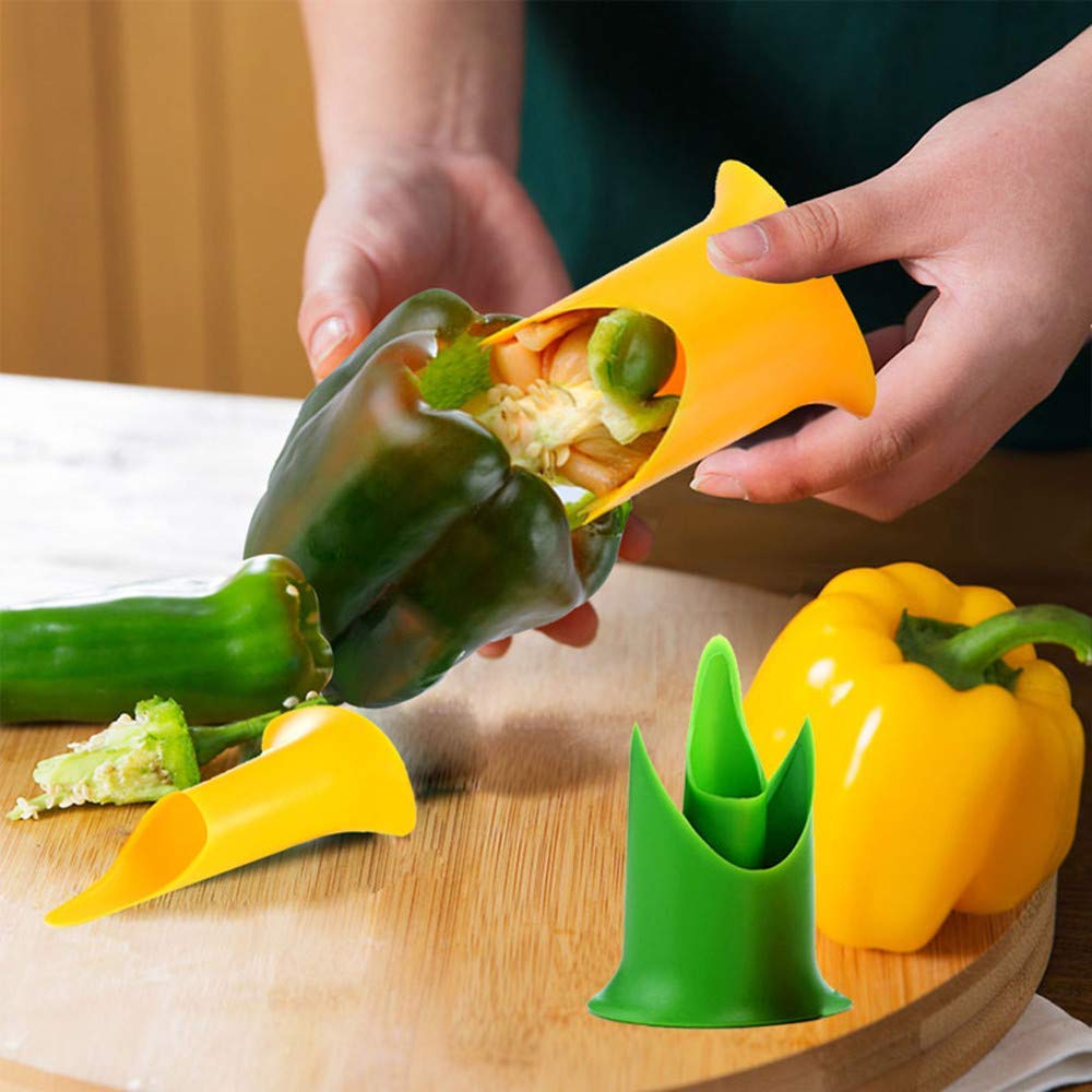 Levatorsoli Per Peperoni 2 In 1 - Strumento In ABS Verde Per Rimuovere Semi Da Peperoncini E Peperoni Dolci, 11,3 Cm, Utensile Da Cucina Pratico