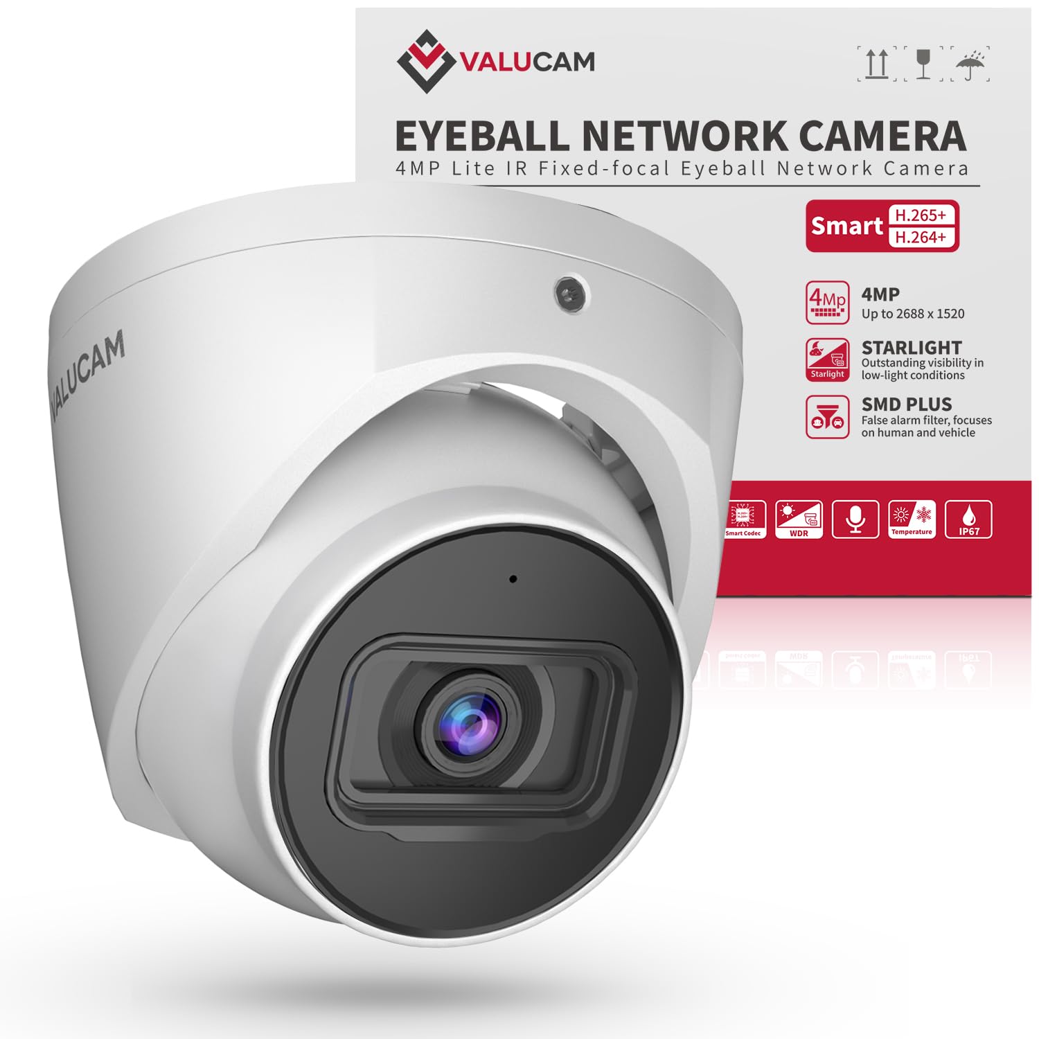 VALCUAM 4MP PoE Turret Camera with Audio/Mic, 3.6mm Lens 0.006Lux@F1.6 Starlight Network IP Security Camera Outdoor, Human/Vehicle Detection Plus, Intrusion/Tripwire, IP67, DMSS & SmartPSS Lite