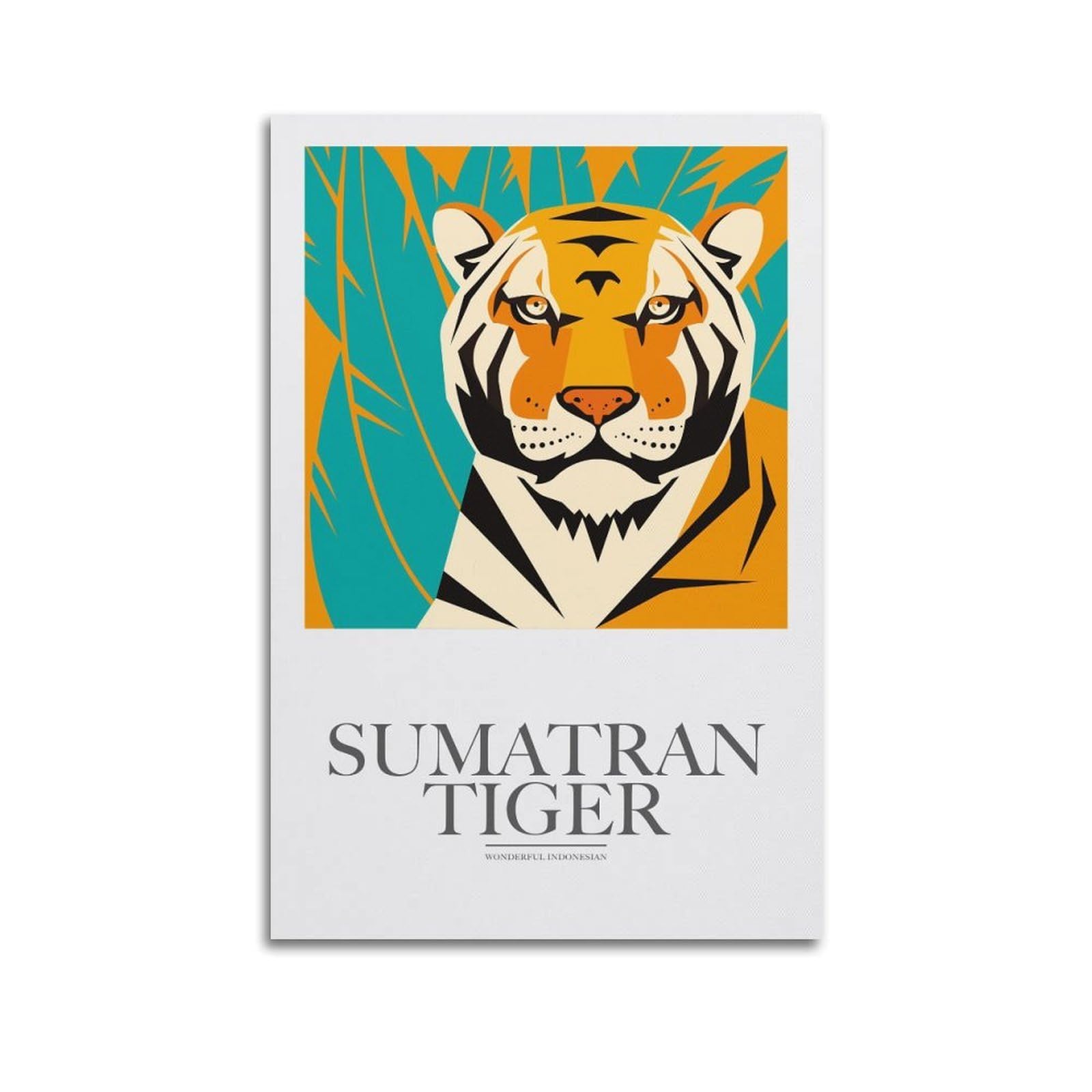 Xkuga Boys Unframe-Style Indonesian Animal Poster Wildlife Vintage Sumatran Tiger Modern Decorative Canvas Prints - Ideal Wall Art For Family, Man Cave, Game Room, & Girls Bedroom 24X36inch(60X90cm)