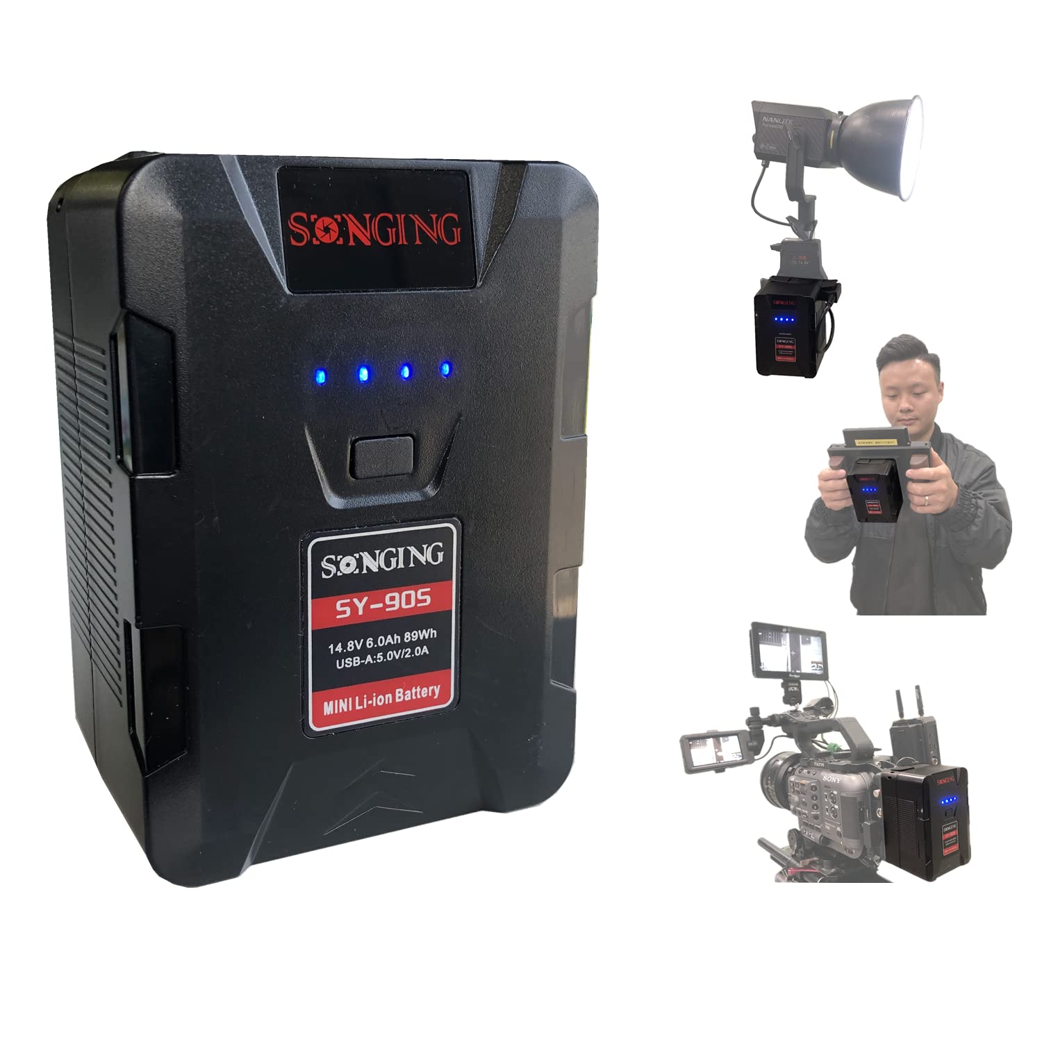 Amazon | SONGING FXLION SY-90S 14.8V、6.0Ah、89WHミニVマウント/ V