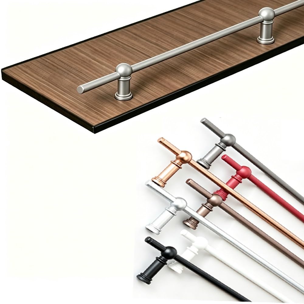 SVBVRFEEW Aluminum Shelf Rail Fence Decorative Bookshelves Gallery Rail Metal Safety Bar Rod Furniture Tipping Railing Set For Kitchen Bathroom Closet(Silver,70cm/27.6in)