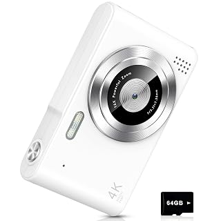 Digital Camera, Camera for Kids, UHD 4K 48MP Point and Shoot Digital Cameras with 64GB SD Card and 16X Digital Zoom Anti Shake, Compact Portable Small Gift for Boys Girls Students, White - Amazon product rated Grade A