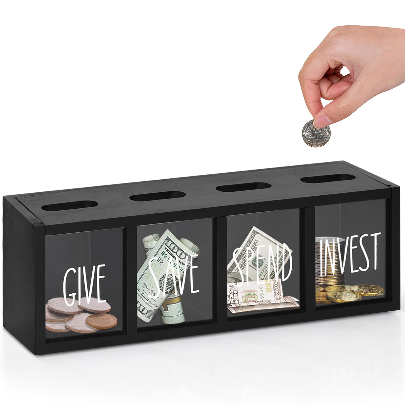WAYUTO 4pcs Translucent Piggy Bank Set Colorful Coin Block Box Adorable Saving Money Cash Bills Jar Adults Kids Decorative Birthday Festival Financial Management Gifts Unique Educational Game