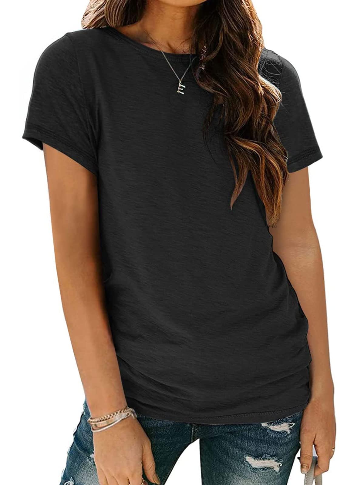 AirMood Maglietta estiva da donna, casual, con scollo rotondo