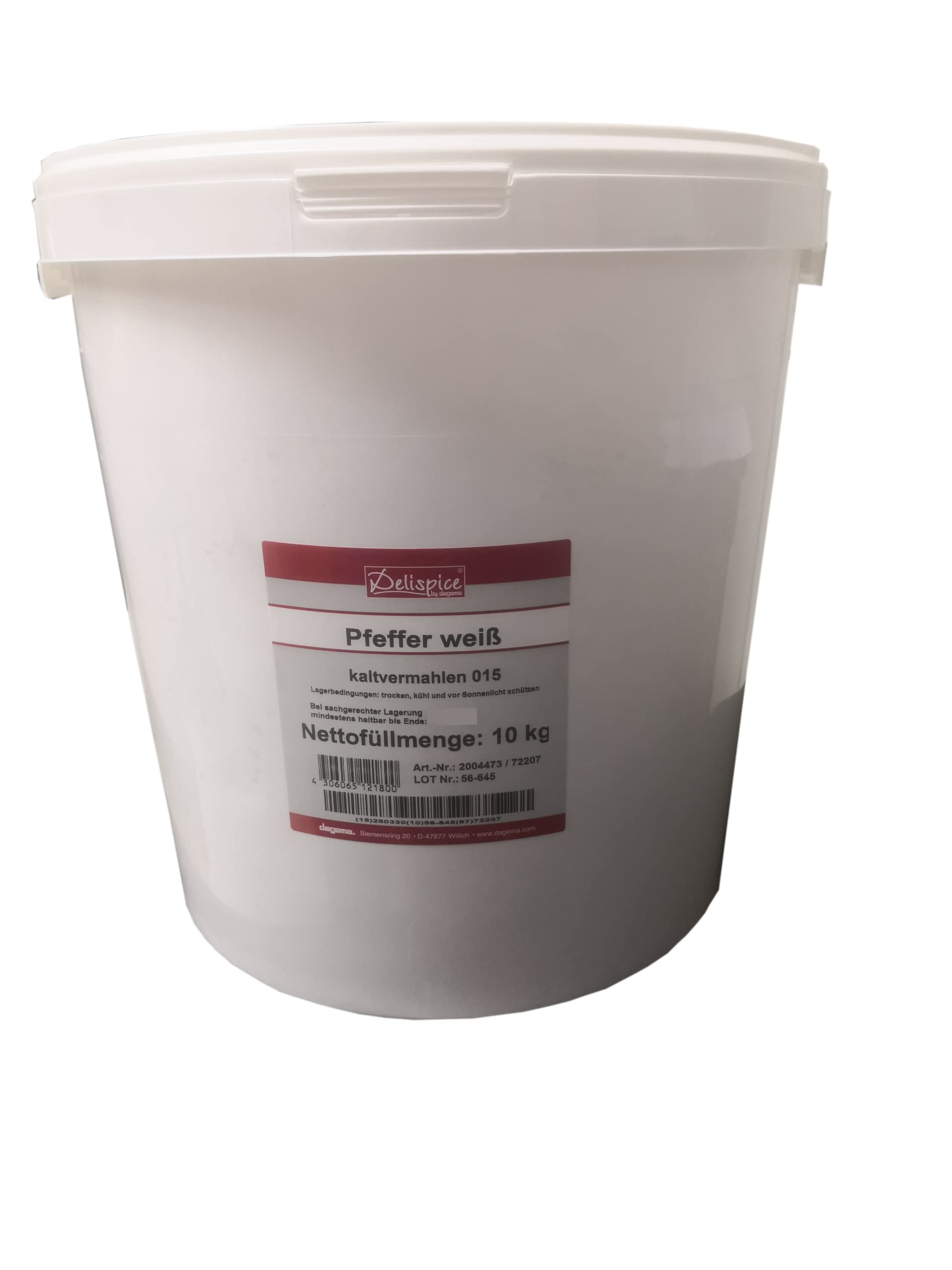 Pfeffer weiß gemahlen im Eimer, 10kg