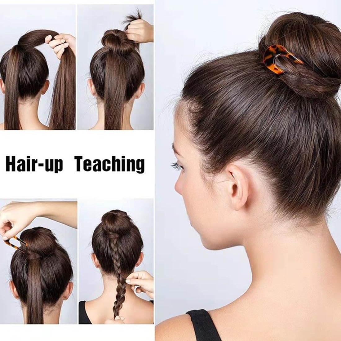 XIKSJW 3 Pieces U Shaped Hair Pins French Style Hair Clips Headpiece for Women and Girls, Black, Brown, Unknown, 1 stück (3er Pack) - Image 4