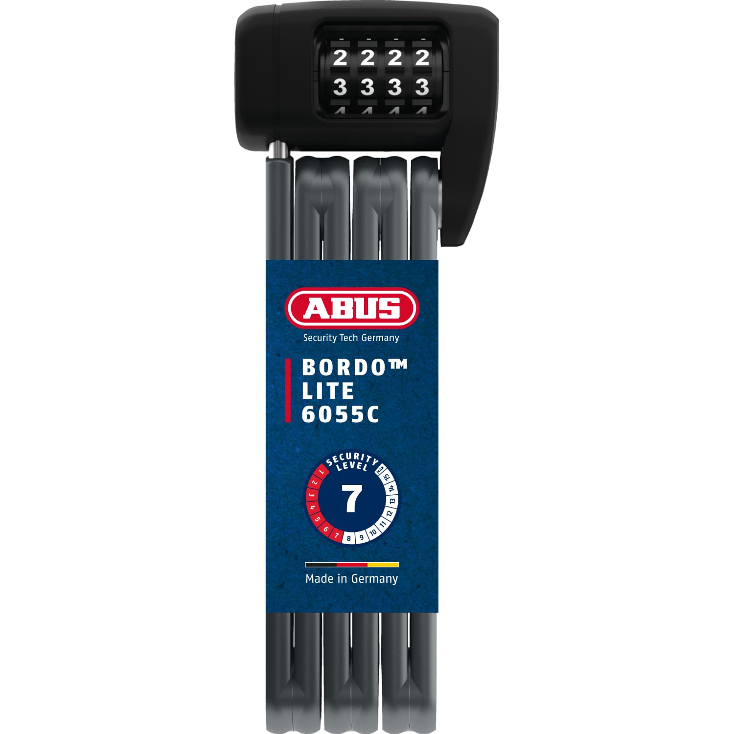 ABUS Candado Plegable Bordo Lite 6055C - con Soporte SR - Candado de combinación extraligero, Ideal para Bicicletas de Carreras - Nivel de Seguridad 7