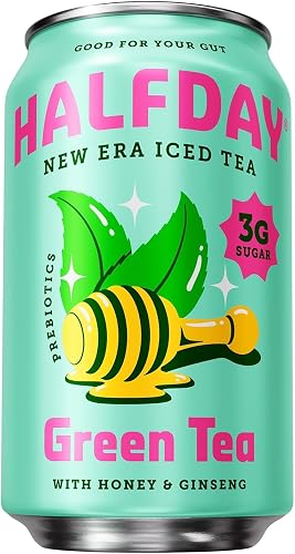 Halfday, Prebiotic Green Tea With Honey & Ginseng, 12 Fl Oz Can