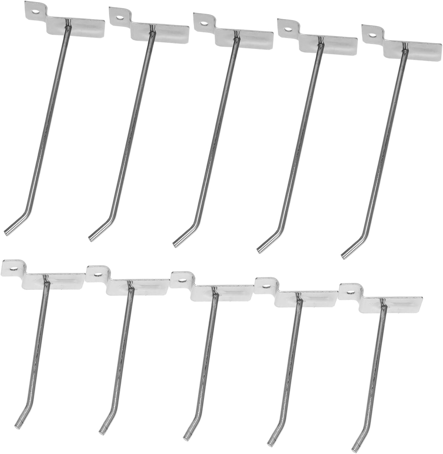 50pcs Wall Hanging Hooks Slatboard Hooks for Garage Shop and Retail Display Silver Easy Installation Strong Construction