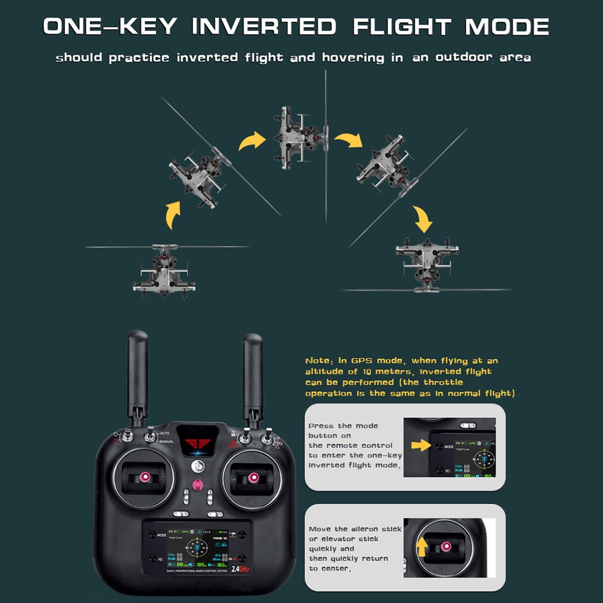 Air-wolf elicottero RC per adulti, aereo Wolfbush AW-911, scala 1/34, 2,4 G, 9 CH Flybarless con modalità cascata 6G/3D, modello elicottero RC a 1 batteria con posizionamento GPS