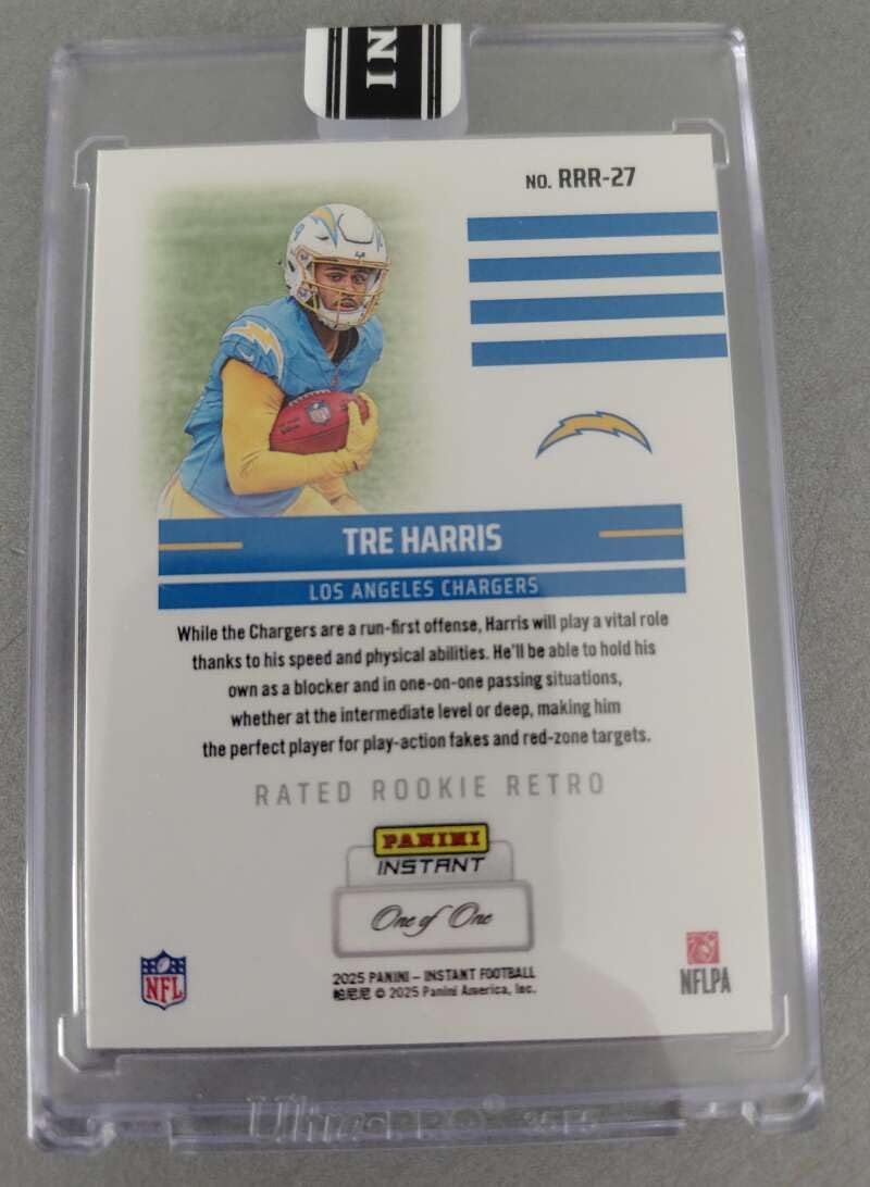 TRE HARRIS RC 1/1 2025 Panini Instant Rated Rookie Black #27 Chargers NM-MT Football One of One