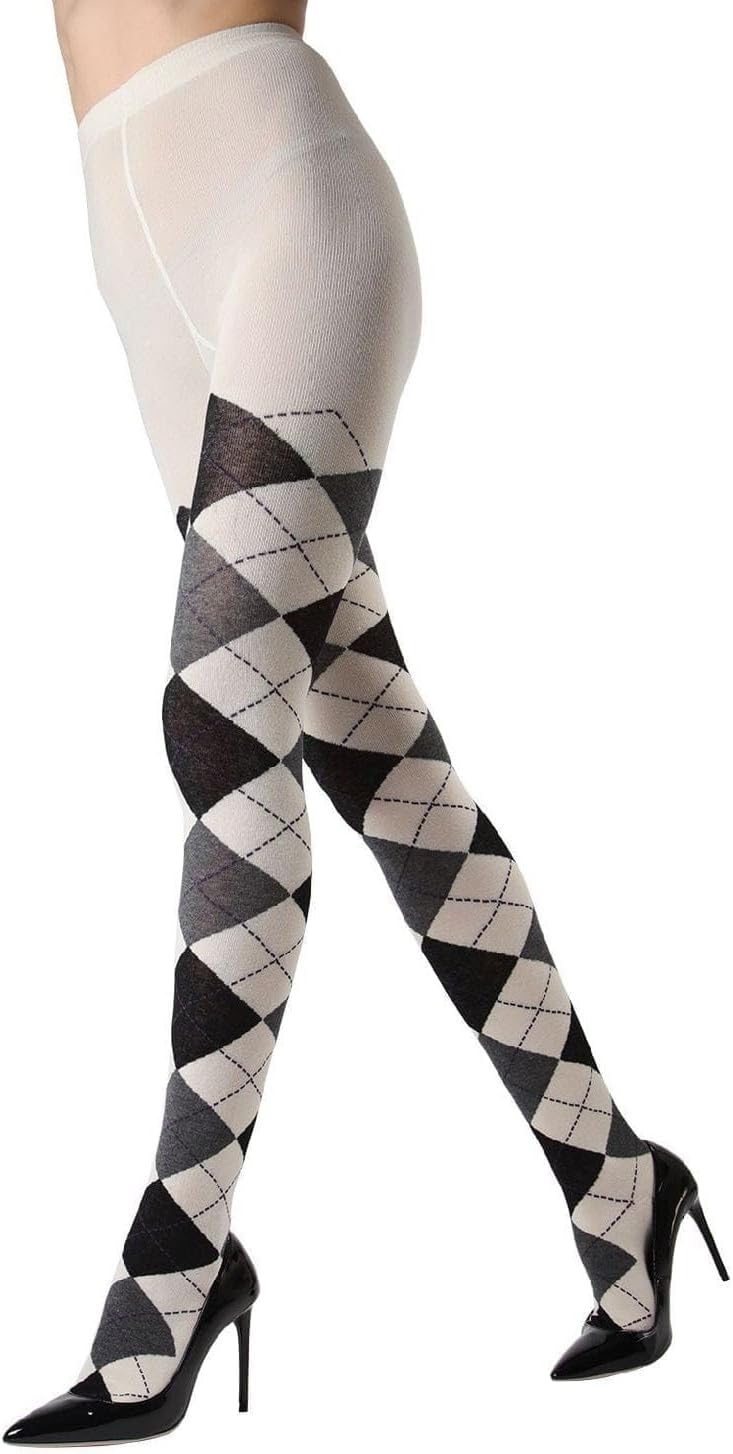 Classic Argyle Cotton Tights for Women, Cozy and Stlylish Patterned Sweater Tights - Sizes Small to 6x