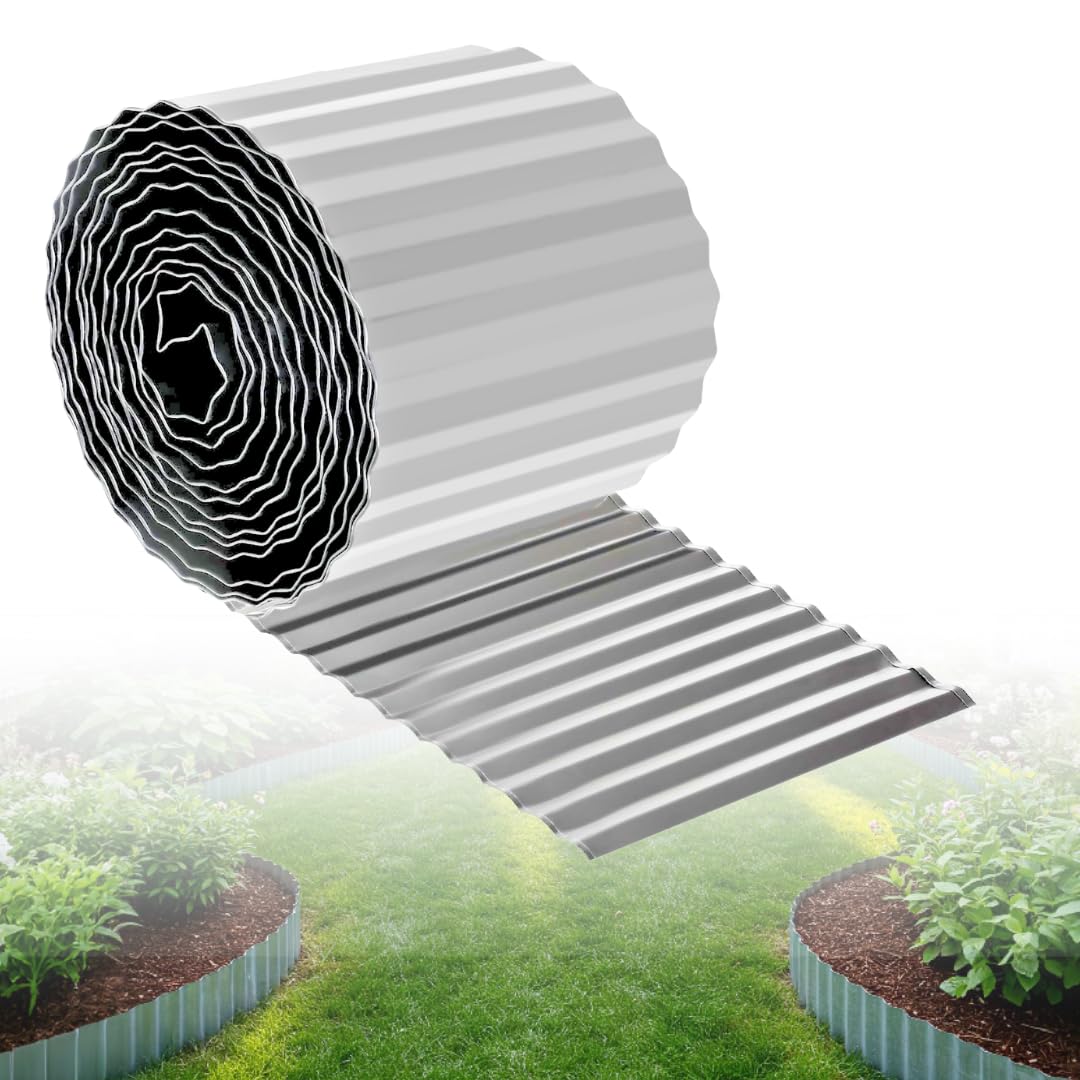 Trendi Heavy Duty Galvanised Steel Lawn Edging – Flexible Metal Garden Border Fence for Flower Beds, Paths & DIY Landscaping Projects – Rust-Resistant Outdoor Landscape Edging (15M)