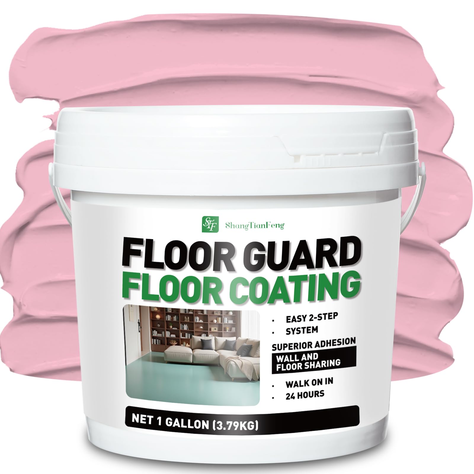 Light pink Water-based colored sand floor&amp;Wall paint,1 Gallon,aterproof Coating, Non-Mixed Satin Paint, Suitable For Garages, Concrete, Interior&amp;exterior Walls, Household Floors
