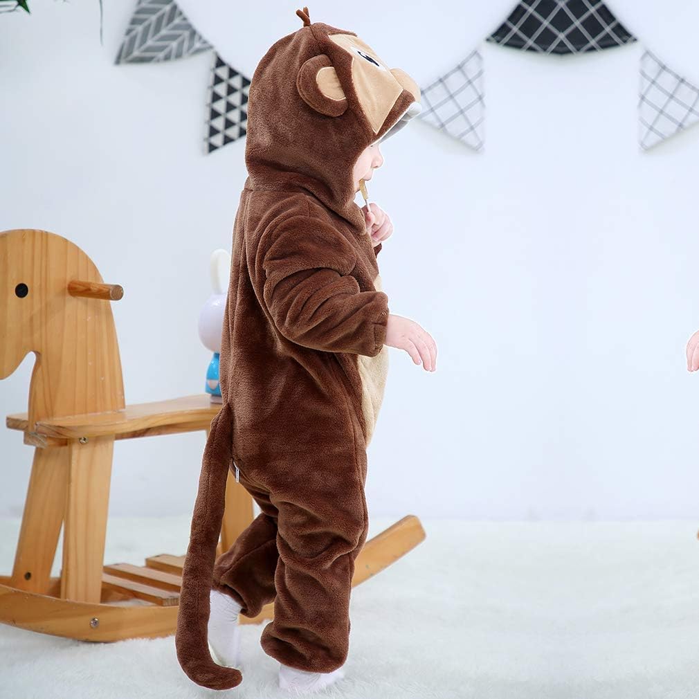 Tuta Invernale Unisex con Cappuccio per Bambino Animale 2-36 Mesi