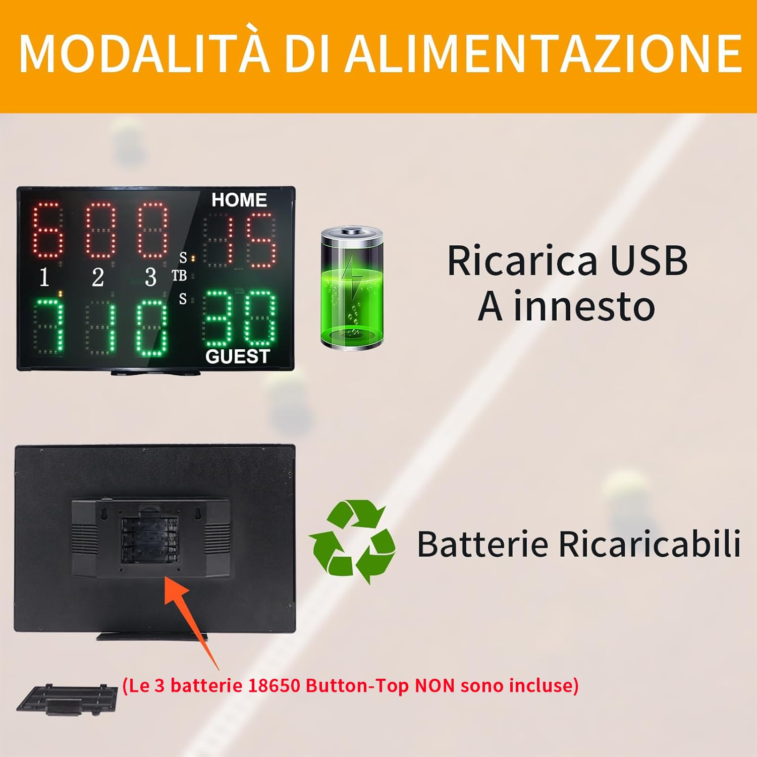 YZ Tabellone Segnapunti, Portatile Segnapunti Padel, 10 Cifre Elettronico LED Scoreboard con Telecomando, Segnapunti Pallavolo Tabellone Segnapunti Elettronico für Gioco Tennis all'Interno all'aperto