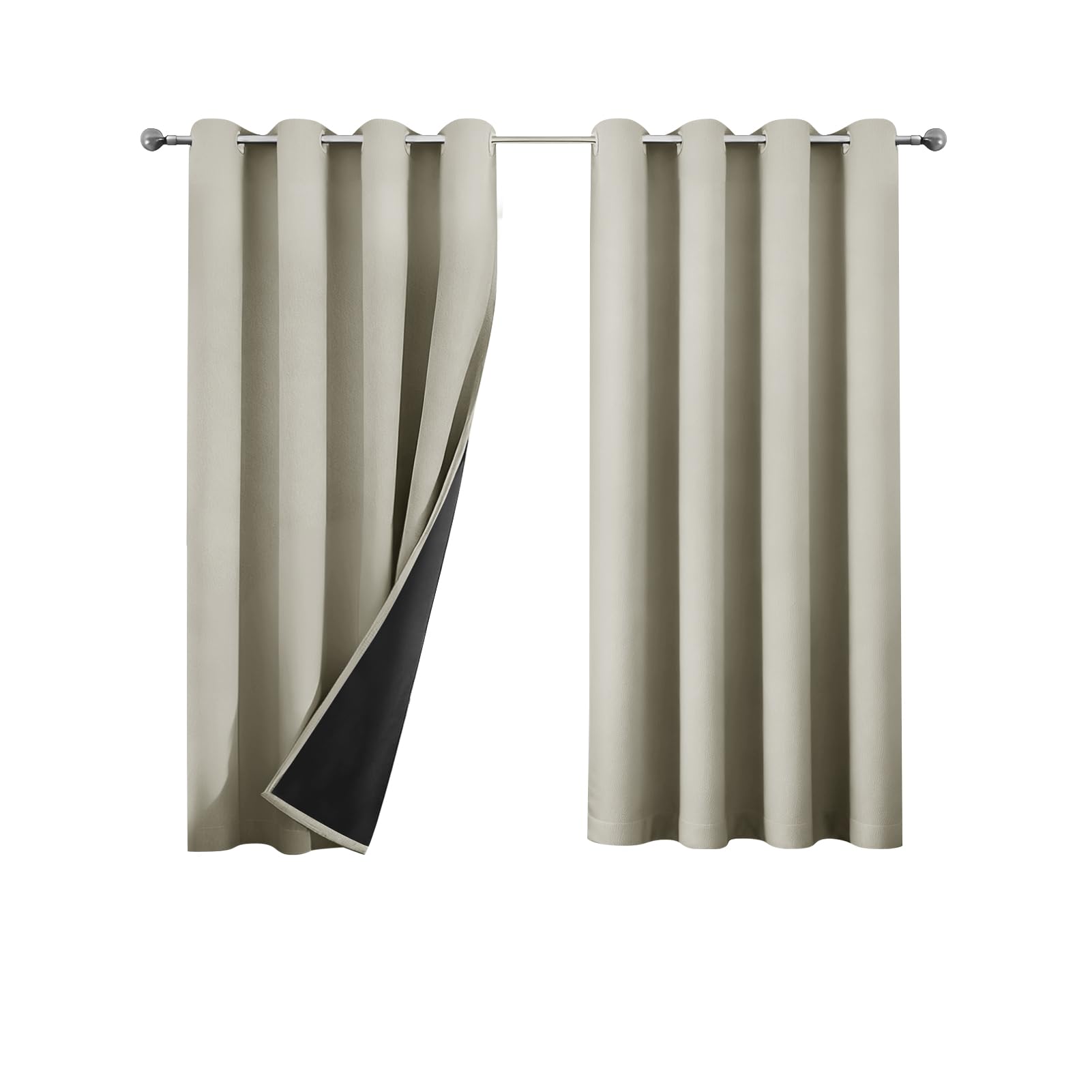 NAKIHOUSE Blackout Curtains for Bedroom, 2 Panels Thermal Insulated Eyelet Beige Curtains for Window Living Room/Kitchen, Soft Black Out Curtain 37 x 54 Inch