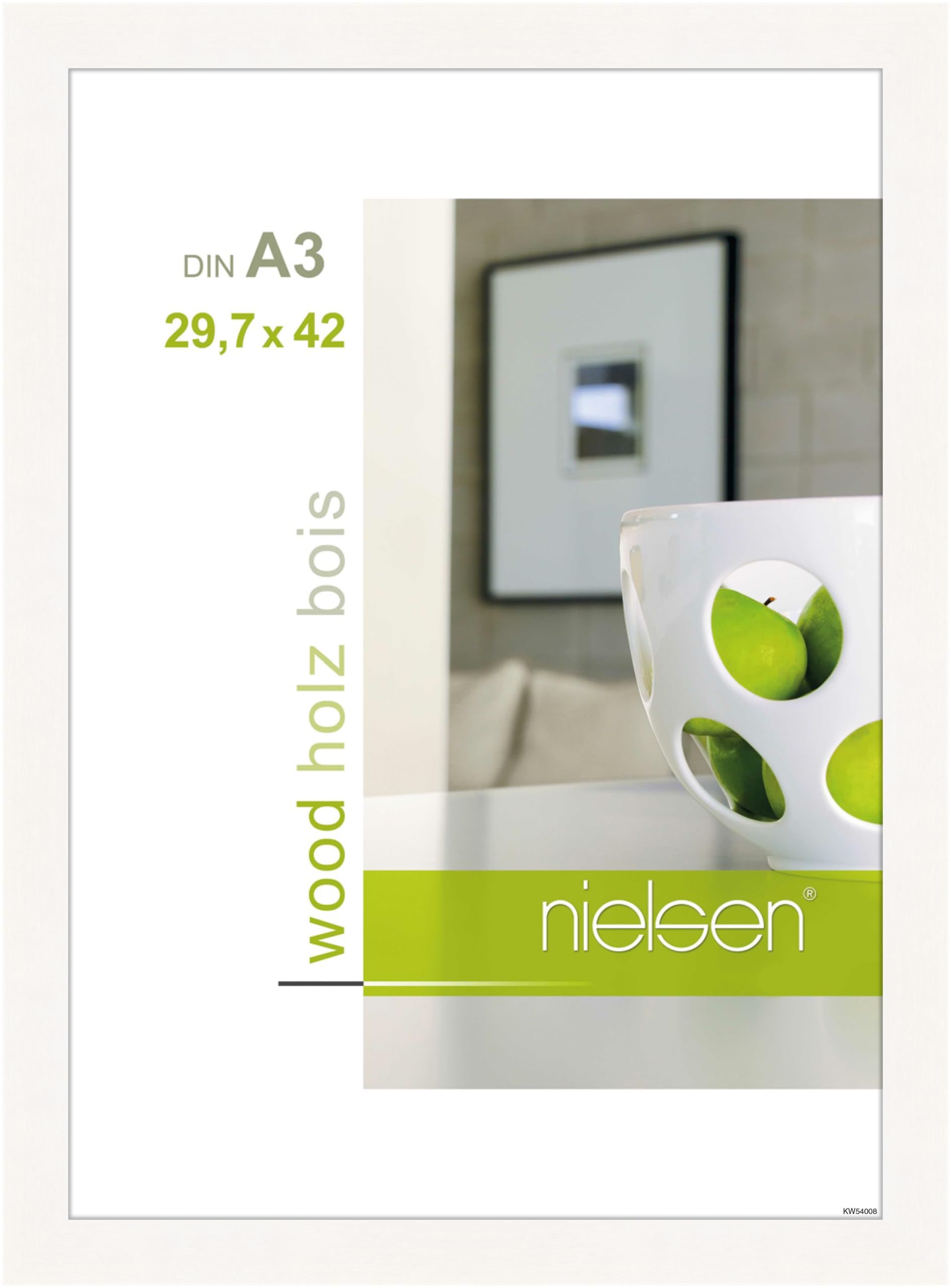 nielsen Essential Wooden Picture Frame - White A3, 29.7x42cm - with Float Glass and Easy Push-Turn Clips