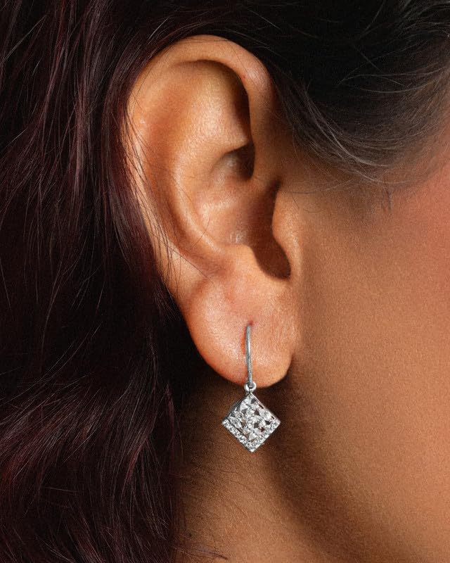 Image of CLARA 925 Sterling Silver Drop Earrings | Platinum Plated | Daily Wear |Gift for Women and Girls