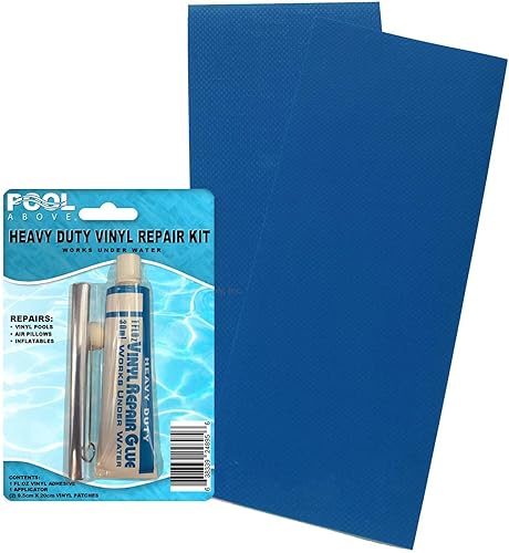 Miniatura 10 de Paquete de 2 parches de reparación de vinilo azul polvo resistente de 4 x 10 pulgadas para barcos inflables, piscinas