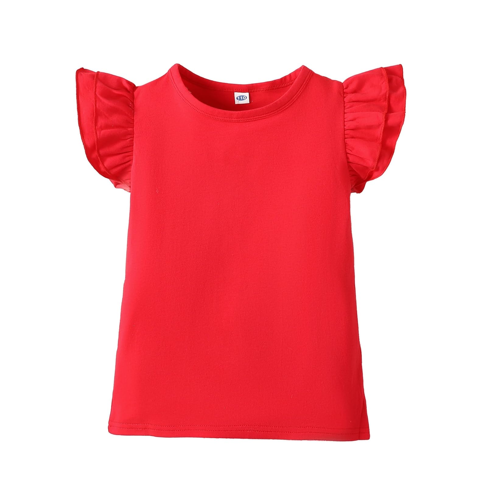 ZFZDRen 12M-7Y Toddler Baby Girls T Shirt Solid Color Blouse Ruffle Top Cotton Casual Tees Plain Shirt