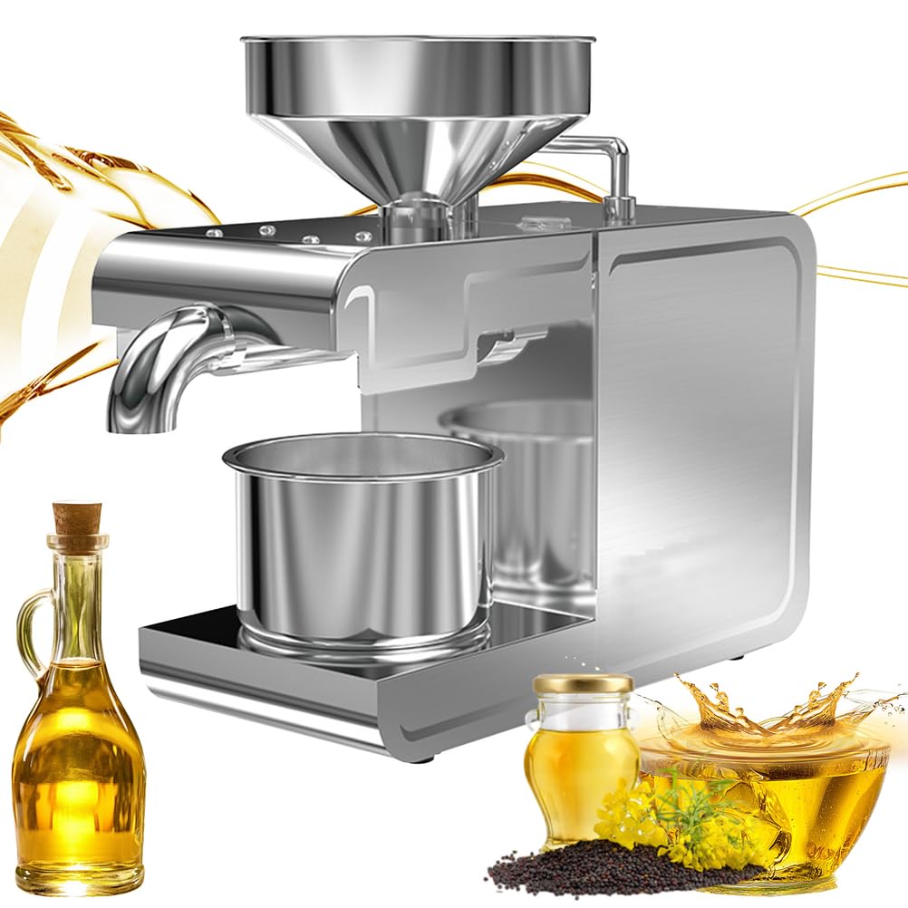 YXZYFPP 820W Electric Oil Press Machine - Automatic Cold Press Extractor for Home Use, Compact Countertop Oil Maker for Peanutss, Sesame, Sunflower Seeds