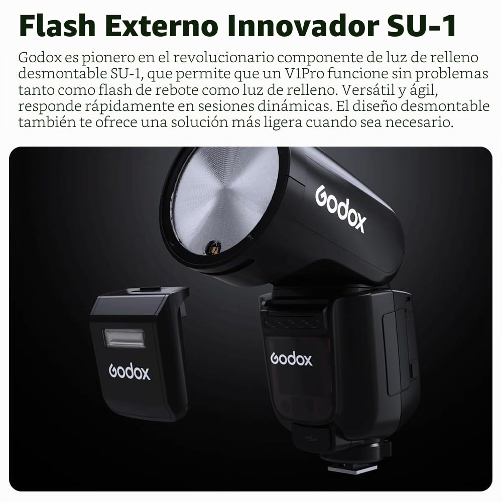 Godox V1Pro S Flash de cámara de cabeza redonda 2.4G X inalámbrico HSS 76Ws TTL Li-ion cámara de cabeza redonda Speedlight con flash externo SU-1 para Sony