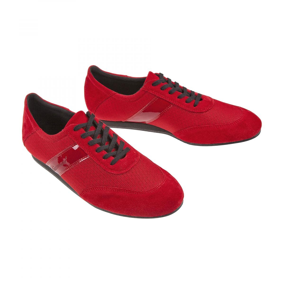 Diamant Herren Tanz Sneakers 192-425-579-V - Veloursleder/Mesh Rot - 1,5 cm Keilabsatz - VarioSpin Sohle - Made in Germany