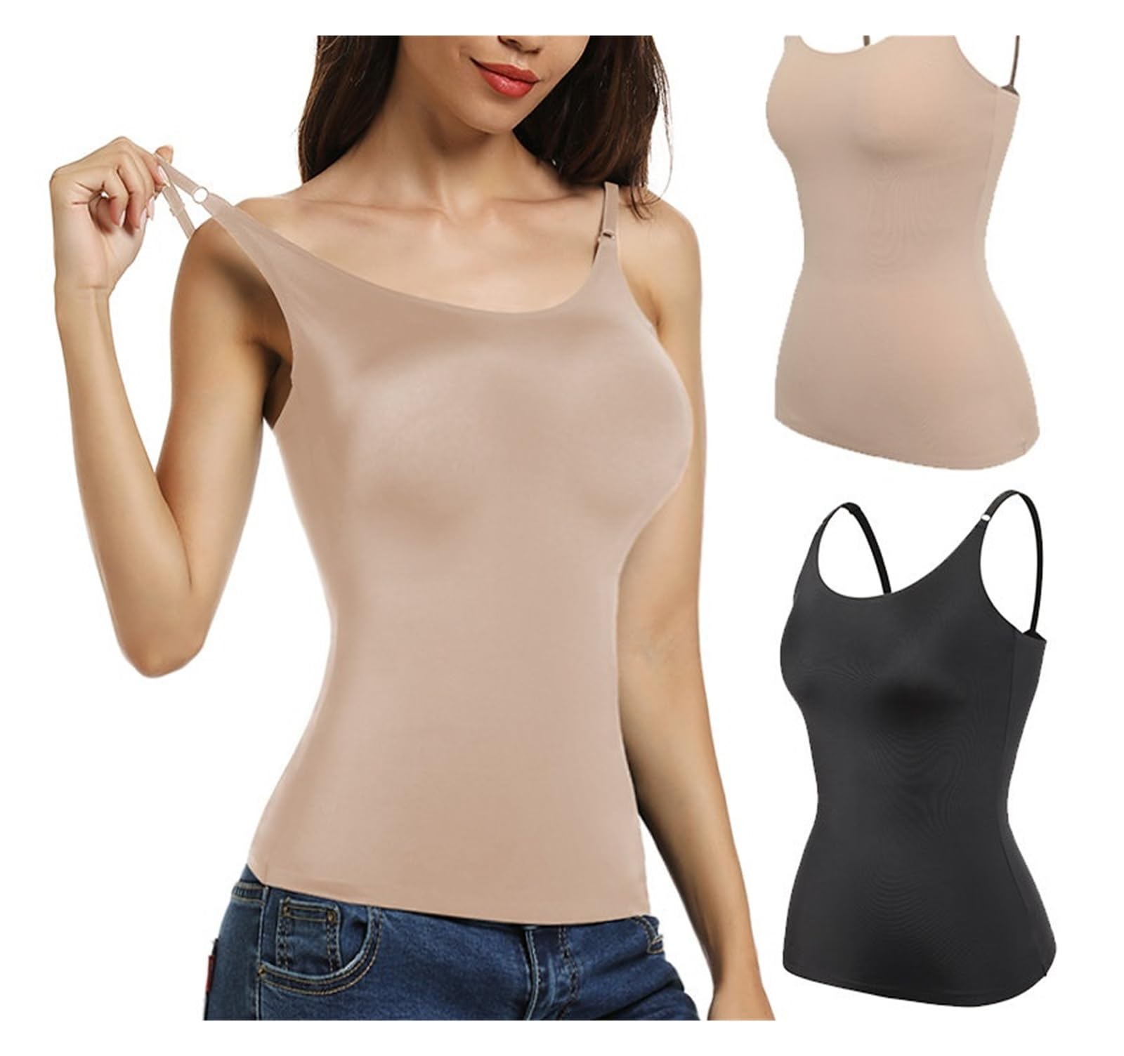 Camiseta Reductora Mujer Camisola Moldeadora de Abdomen for Mujer, Camiseta sin Mangas Moldeadora, Ropa Interior Adelgazante, Chaleco Moldeador de compresión Sexy(Beige,L)