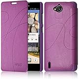  Seluxion - Funda tipo libro para Huawei Ascend G740 (incluye protector de pantalla), color morado