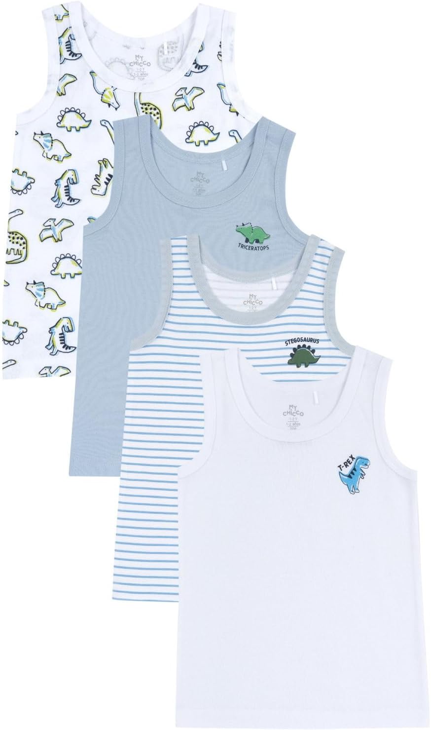 Chicco, Canottiere Bambino, 3 Canottiere in 100% Cotone, Ottimi per la Primavera e L'Estate, Abbigliamento Bambini e Ragazzi