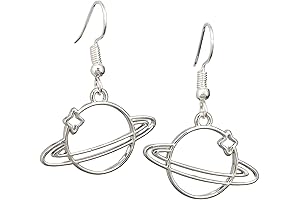 Celestial Sphere: Rings of Saturn Planet Star Galaxy Earrings