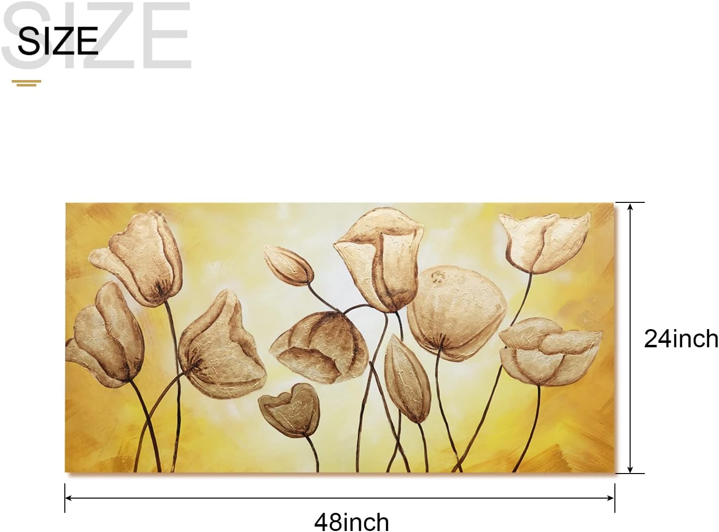 DONKIAKA Modern Wall Art Canvas,Hand-painted Oil Floral Paintings with Framed,3D Large Wall Art Decor for Livingroom,Gallery,Office(24 * 48inch)