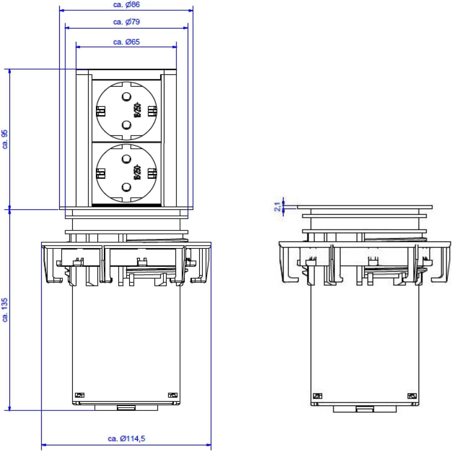 Bachmann - Ciabatta elettrica per cucina, Elevator, 928002