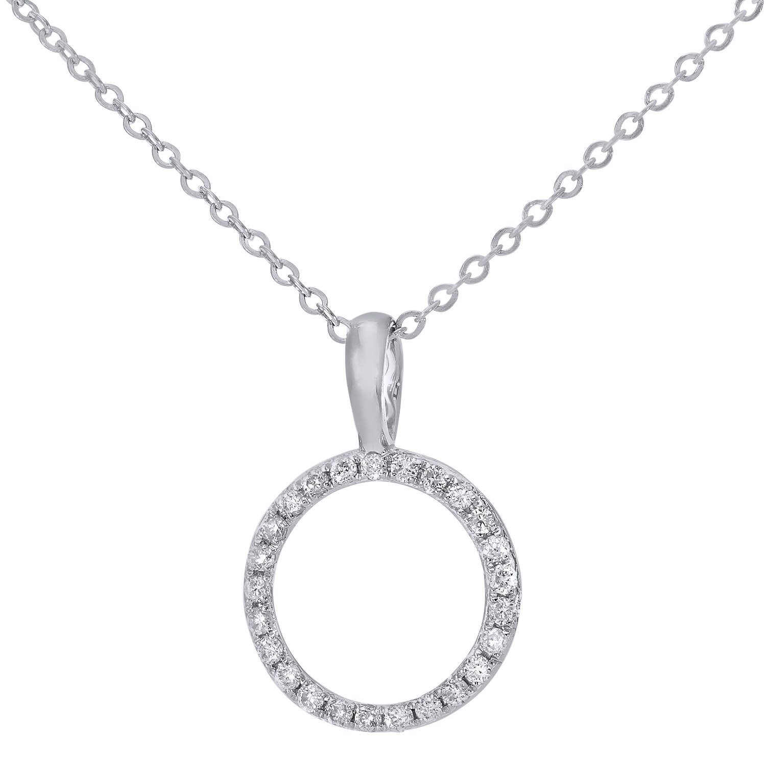 Collana Naava Con Pendente In Oro Bianco 9K E Diamante Bianco Rotondo – Gioiello Regalo Con Certificato