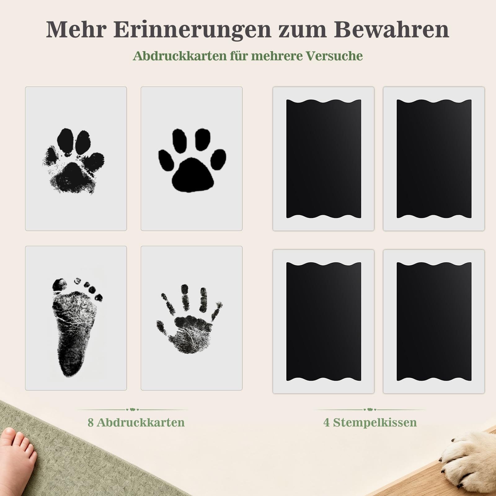 Nabance Fußabdruck & Handabdruck Baby Set Baby Abdruckset 0-6 Monate – Ansicht 6