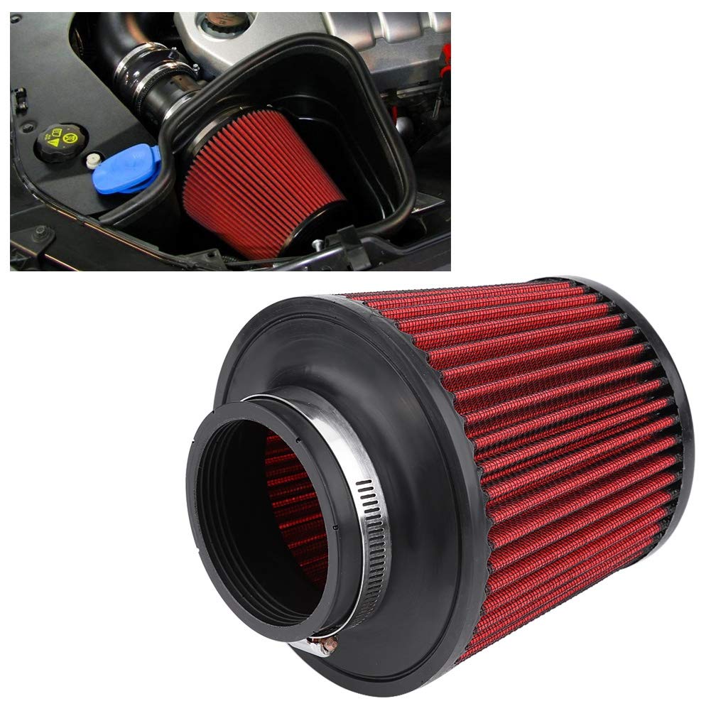Ymiko Filtre à Air, universel de voiture prise d'air d'admission à haut débit filtre à air à cône rond nettoyant filtre à Air de moteur à pince(76mm)