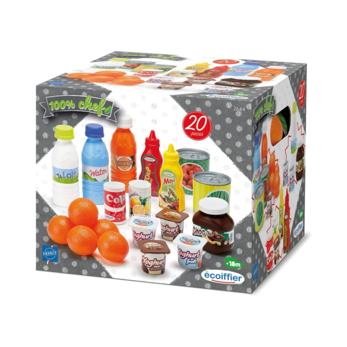 Jouets Ecoiffier - 2644 - Pack Drive 100 % Chef - Imitations d'aliments pour enfants - 20 pièces - Dès 18 mois - Fabriqué en France