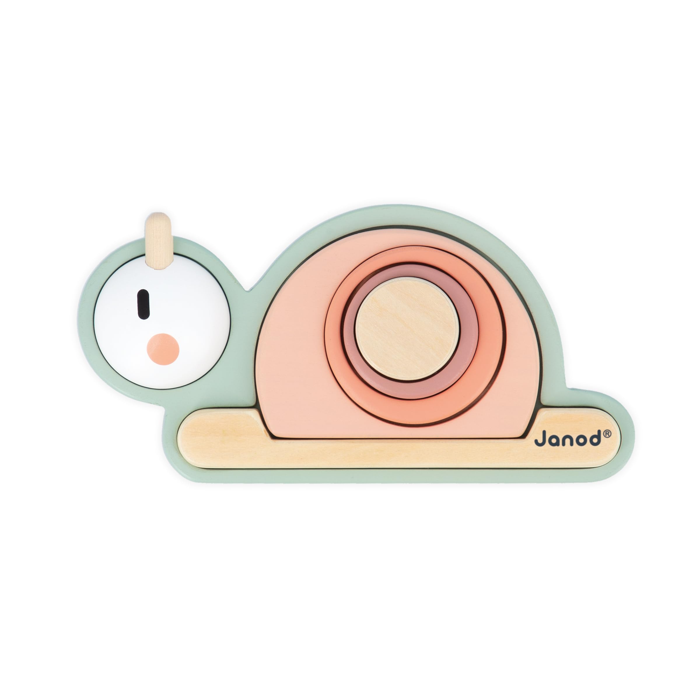 Janod, Sweet Cocoon Stackable Sensory Snail, 6x FSC Wood Stackable Pieces, 4 Sensory Blocks, Early-Learning Game - Image 2