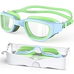 Zeligerstar Kids Swim Goggles,Swimming Goggles for Kids 6-14, Anti-Fog UV Protection Pool Glasses for Boys Girls (Light Blue/Grass Green+Clear Lens)