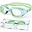 Zeligerstar Kids Swim Goggles,Swimming Goggles for Kids 6-14, Anti-Fog UV Protection Pool Glasses for Boys Girls (Light Blue/Grass Green+Clear Lens)