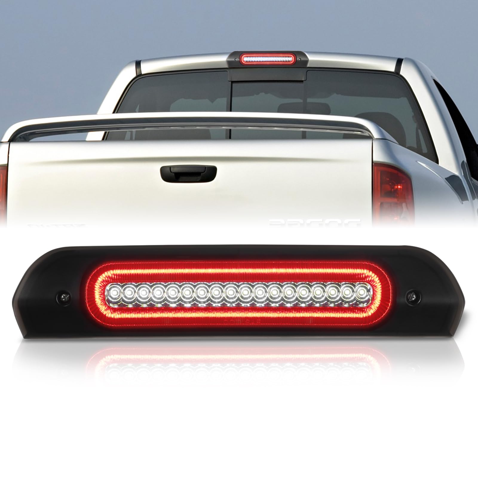 AJP Distributors Smoked LED Third 3RD Brake Lights Rear Roof Mount Cargo Tail Stop Lamps Compatible/Replacement For Ram 1500 2500 3500 2002 2003 2004 2005 2006 2007 2008 2009 02 03 04 05 06 07 08 09