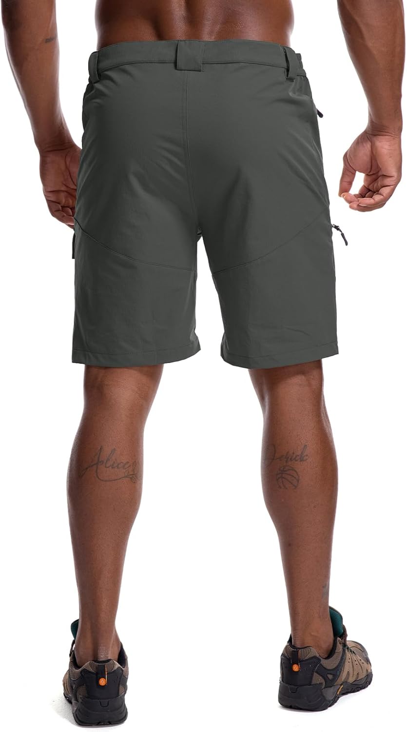 Men's Hiking Cargo Shorts 8" Lightweight Outdoor Work Shorts for Men Travel Golf Tactical Casual with 5 Zipper Pockets - Image 3