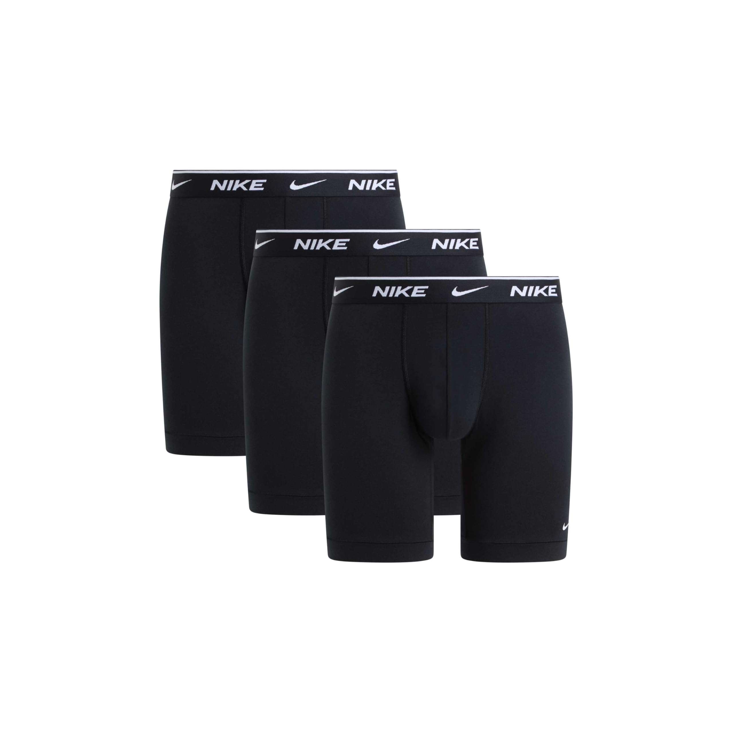 NIKE Men's Long Leg Boxer Briefs in Cotton Stretch, 3-Pack, Black, XS