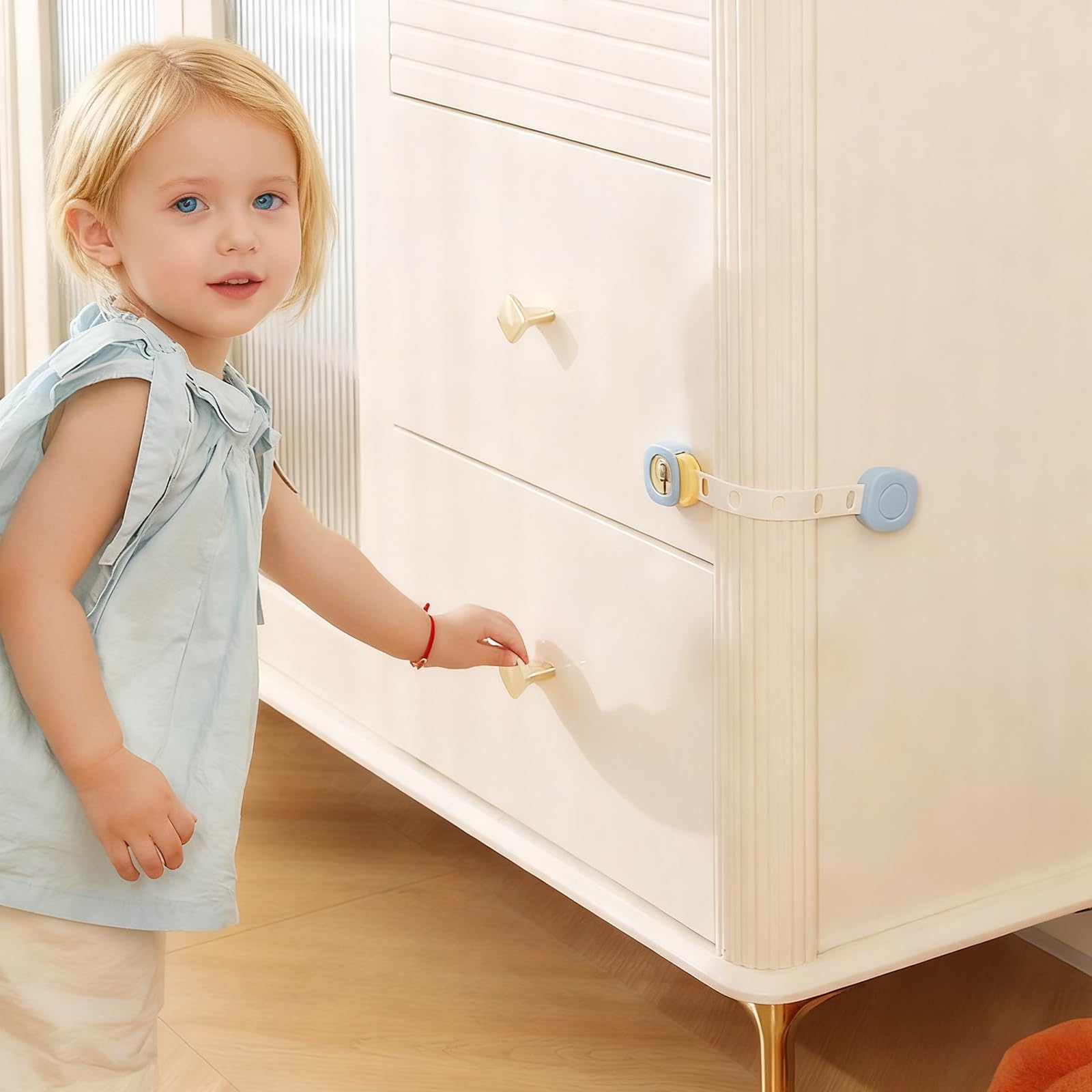 Rieoany Child Safety Cupboard Locks Baby Proof Drawer Locks with Extra Adhesives Easy Install No Tools Needed Durable Child Locks for Kitchen Cupboards Cabinets and Appliances - Image 4