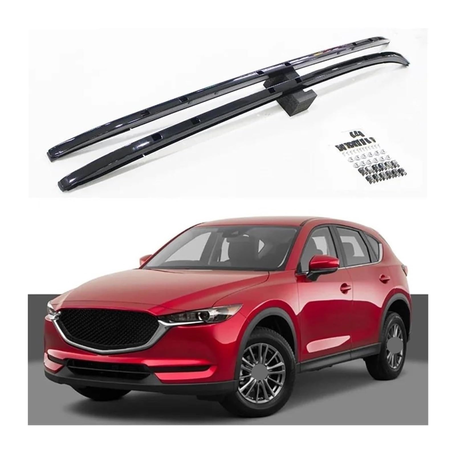 Portaequipajes Techo Portaequipajes para Techo Coche Rieles Barra Transversal Barras Cajas Riel para Bastidores Superiores para Mazda CX-5 CX5 2017-2024(Rack Bright Black)