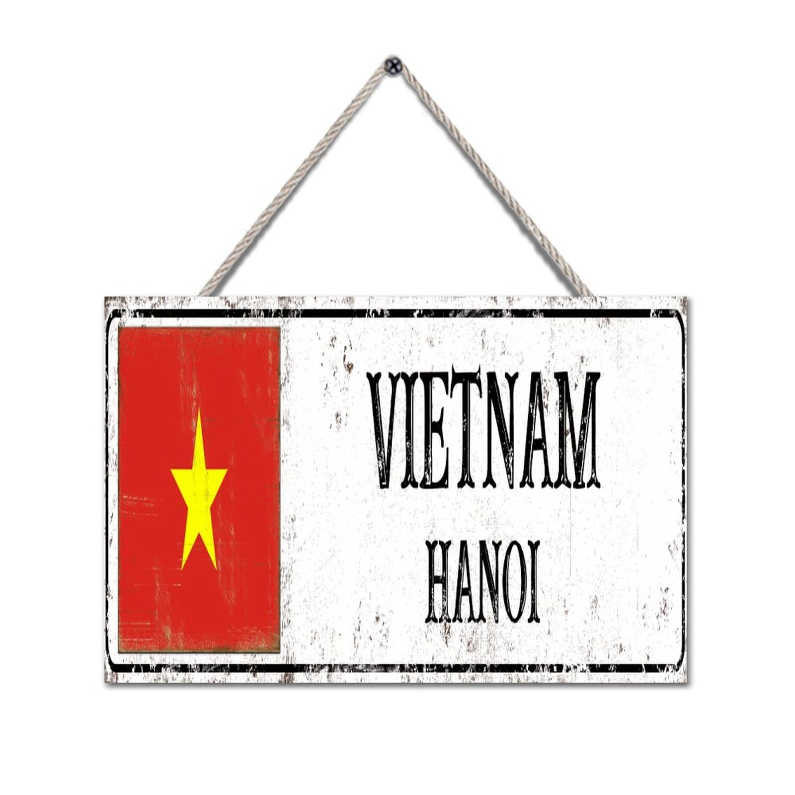 Yelolyio Capital City Hanoi Sign For Home Living Room Decor And Accessories Vietnam Wooden Plaque Wood Sign For Home Decor House Decorations Living Room Wall Decor 8X12in